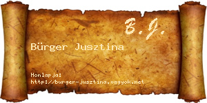 Bürger Jusztina névjegykártya